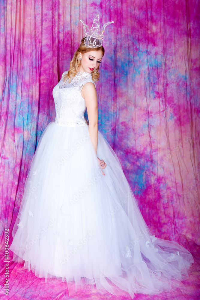 princess wearing white dress Little Girl White Princess Dress for First Communion or Special Event
