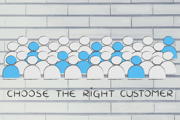 Wall Mural - crowd with people being selected and text Choose the right custo