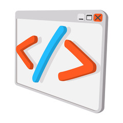 Coding cartoon icon 