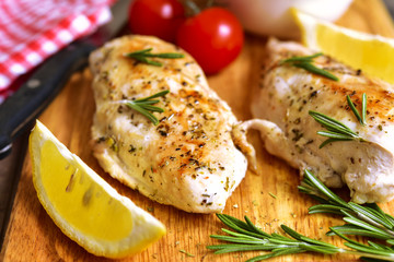 Wall Mural - Chicken breast baked with rosemary.