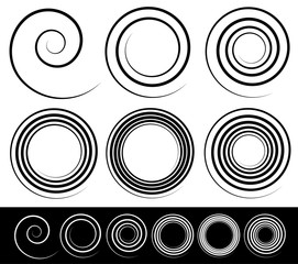 Leinwandbilder - Set of 6 abstract spiral element. Vector.