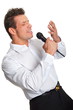 © petrdlouhy - Karaoke with businessman in white shirt singing