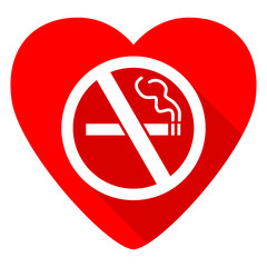 Poster - no smoking red heart valentine flat icon