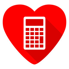 Poster - calculator red heart valentine flat icon