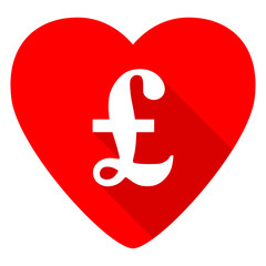 Poster - pound red heart valentine flat icon