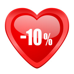Poster - 10 percent sale retail red heart valentine glossy web icon
