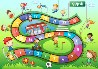 Wall Mural - Boardgame template with sport theme