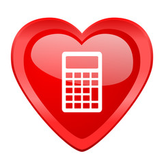 Aufkleber - calculator red heart valentine glossy web icon
