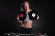 © zhagunov_a - young girl posing at vinyl record players