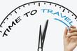 © Roman Motizov - Hand writing Time to Travel concept with blue marker on transparent wipe board.