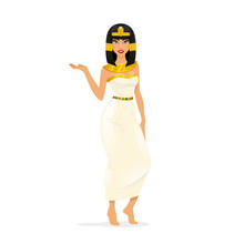 Egypt Queen Cleopatra. Woman Portrait, Attractive Sexy Person. Vector Illustration