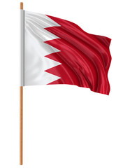 Wall Mural - 3D Flag of Bahrain with fabric surface texture. White background. Image with clipping path