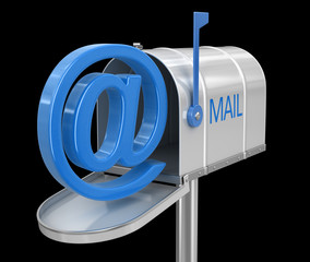 Poster - Open mailbox with E-mail sign. Image with clipping path