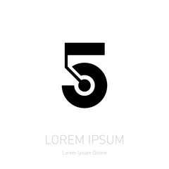 Poster - five logo icon template. five abstract logotype. five modern sym