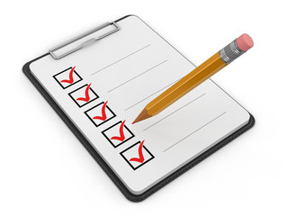 Clipboard Checklist. Image with clipping path