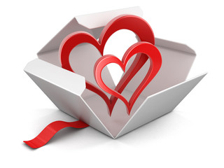 Poster - Open package with hearts. Image with clipping path