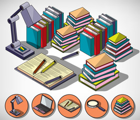 illustration of infographic education concept in isometric graphic