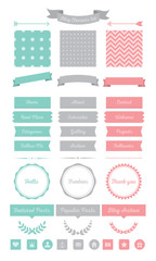 Wall Mural - blog elements set with seamless patterns