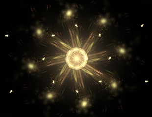 Poster - lacy colorful clockwork pattern, digital fractal art design