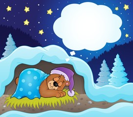 Poster - Winter theme with dreaming bear