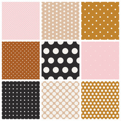 Fototapete - set of seamless dots patterns
