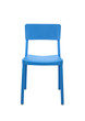 Blue Plastic Cafe Chair on White Background, Front View