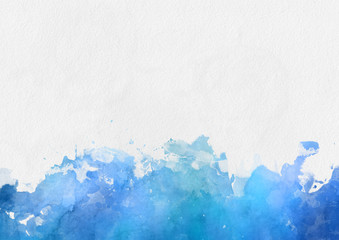 Colorful blue watercolor paint border