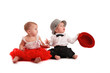 girl red skirt hat and  boy hat, love, Valentine's Day