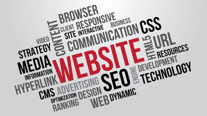 WEBSITE word cloud, business concept. Tag cloud, advertising and promotion concept. Vector graphics illustration.
