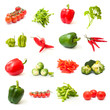 composition légumes rouge et vert sur fond blanc