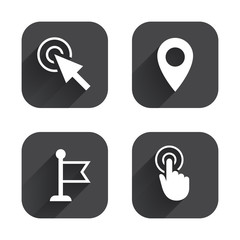 Poster - Mouse cursor icon. Hand or Flag pointer symbols.