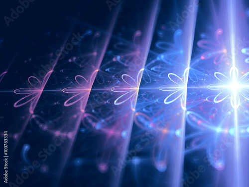 Fotografie, Obraz Abstract digitally generated image stripes and flowers