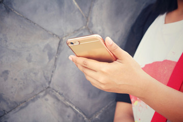 Woman using smart phone