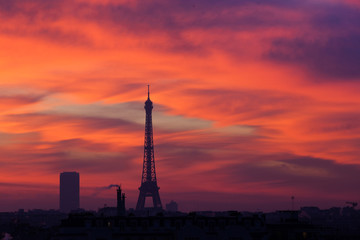 Paris france tour eiffel soleil levé couché tourisme voyage vo