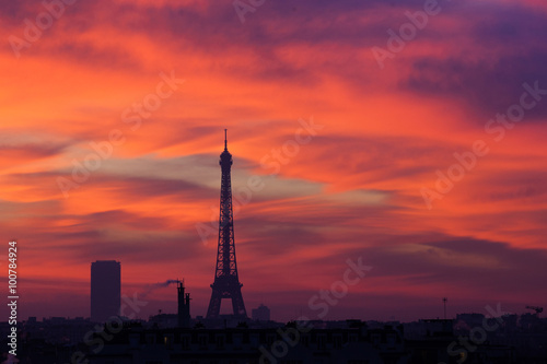 Paris France Tour Eiffel Soleil Levé Couché Tourisme Voyage