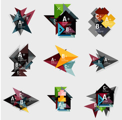 Set of paper design style geometrical banners with sample text, infographic elements