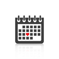Wall Mural - calendar icon design flat illustration with heart