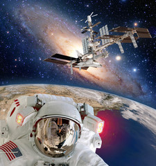Wall Mural - astronaut helmet spaceman iss planet space walk spacewalk international station. elements of this im