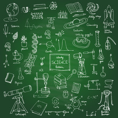 freehand drawing school items back to school science theme hand drawing set of school supplies sketc