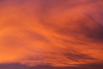 Wall Mural - colorful dramatic sunset sky with orange cloud, twilight sky