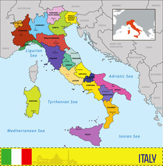 Map of Italy with regions and their capitals