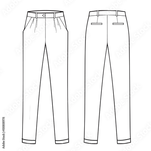 menswear-classic-trouser-flat-fashion-template-stock-illustration
