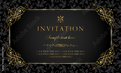 Fotografía Invitation card - black and gold vintage style