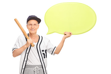 Sticker - Senior holding baseball bat and speech bubble