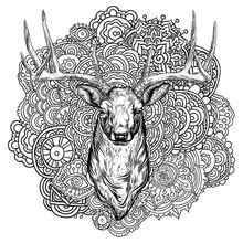  Horned Deer With Ornament. 