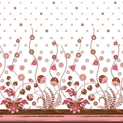 Wall Mural - Vector seamless vertical pattern with Decorative ornament, hand drawn texture for clothes, bedclothes, invitation, card design etc