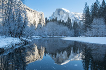 Haft Dome Reflection In Yosemite National Park Winter