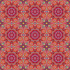 Ornamental seamless pattern. Abstract red geometrical vector bac