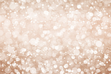 Wall Mural - golden brown glitter bokeh with stars abstract background