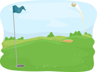 Canvas Print - Flying Golf Ball Shot Hole